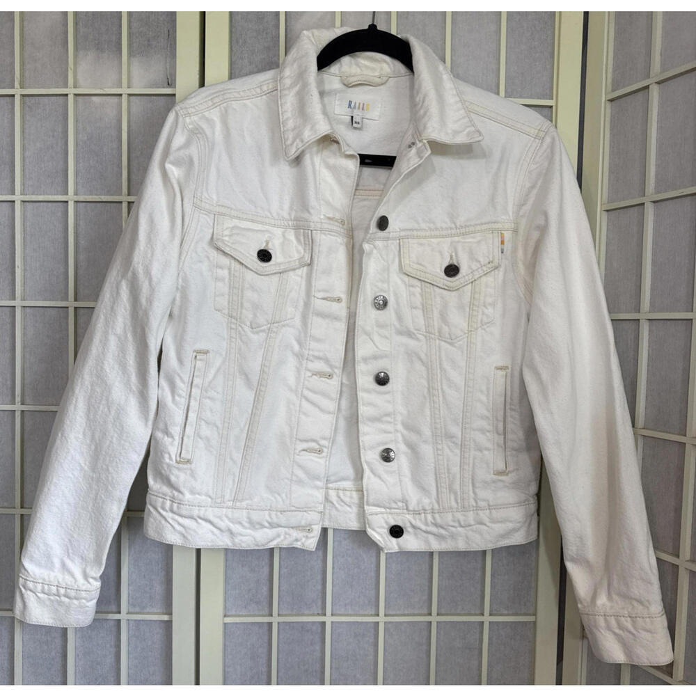 Rails White Denim Jacket‎ Button Front Jean Pockets Lightweight Casual Boho XS